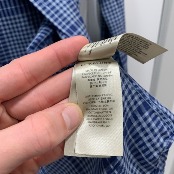 2 Burberry Mens Dress Shirts Button Ups Plaid Blue & White Medium Bundle - Picture 7 of 16